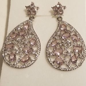 *Vintage Hanging Pink Kunzite & 925 Earrings